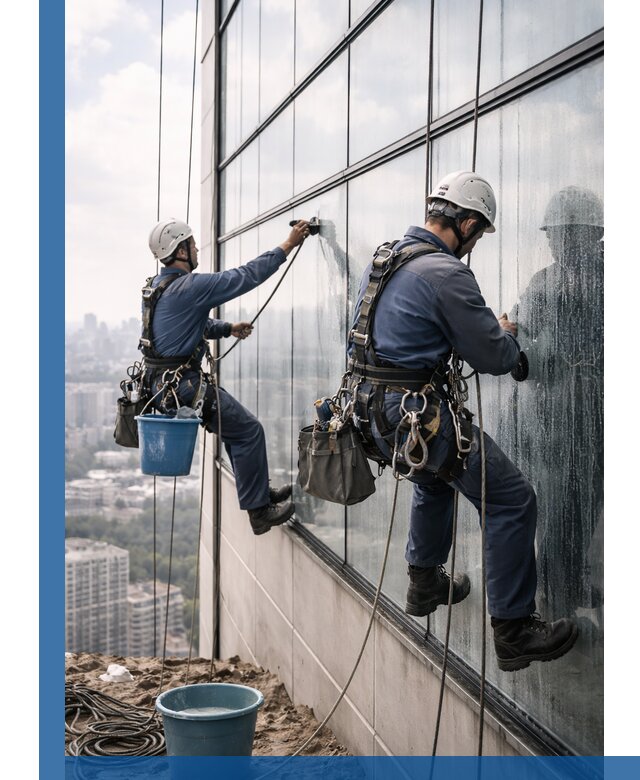 Профессиональная мойка фасадных окон альпинистами в Наро-Фоминске