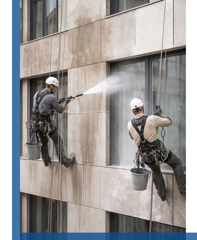 Послестроительная мойка фасада промышленным альпинизмом в Наро-Фоминске