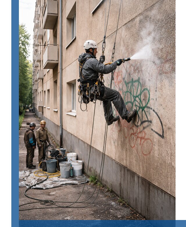 Удаление граффити с фасада в Наро-Фоминске без следов и повреждений