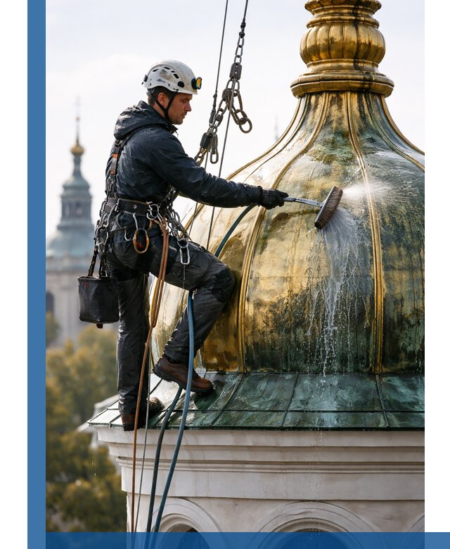 Профессиональная мойка куполов и шпилей высотными альпинистами в Наро-Фоминске