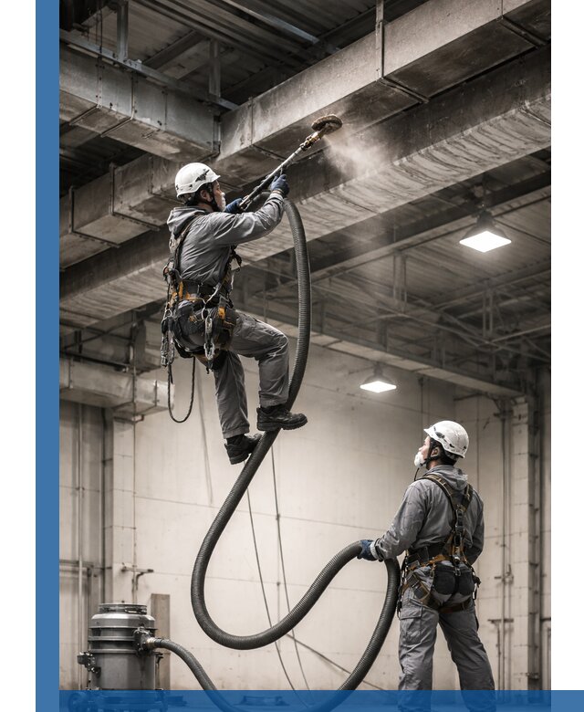 Обеспыливание потолочных конструкций в Наро-Фоминске промышленным альпинизмом