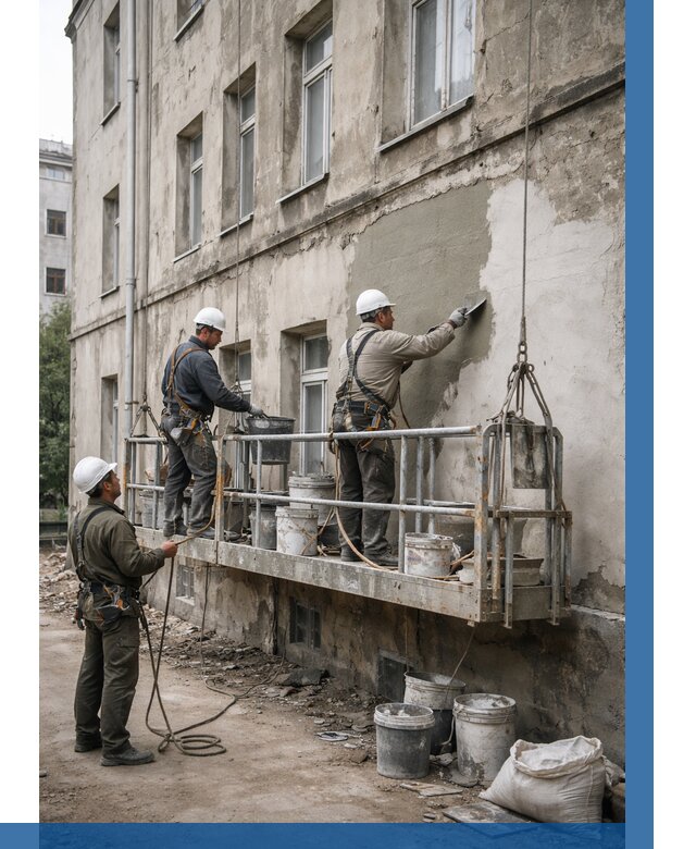 Капитальный ремонт фасада в Наро-Фоминске от 4303 р. | ВЫСОТНИК-Нр-