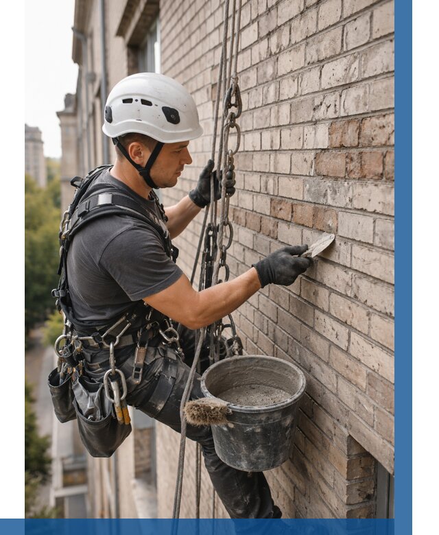 Ремонт кирпичной кладки фасада в Наро-Фоминске от 1844 р. | ВЫСОТНИК-Нр-