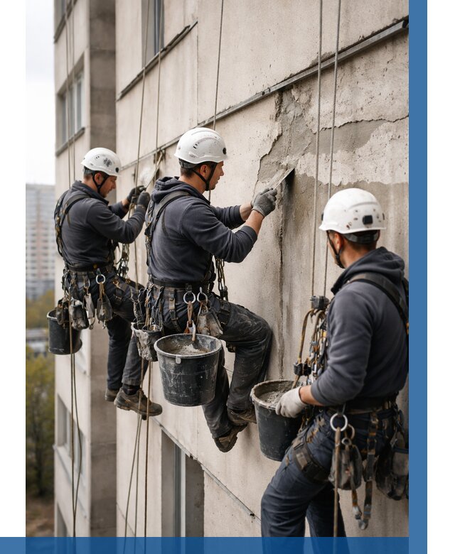 Ремонт бетонных элементов фасада в Наро-Фоминске от 2561 р. | ВЫСОТНИК-Нр-