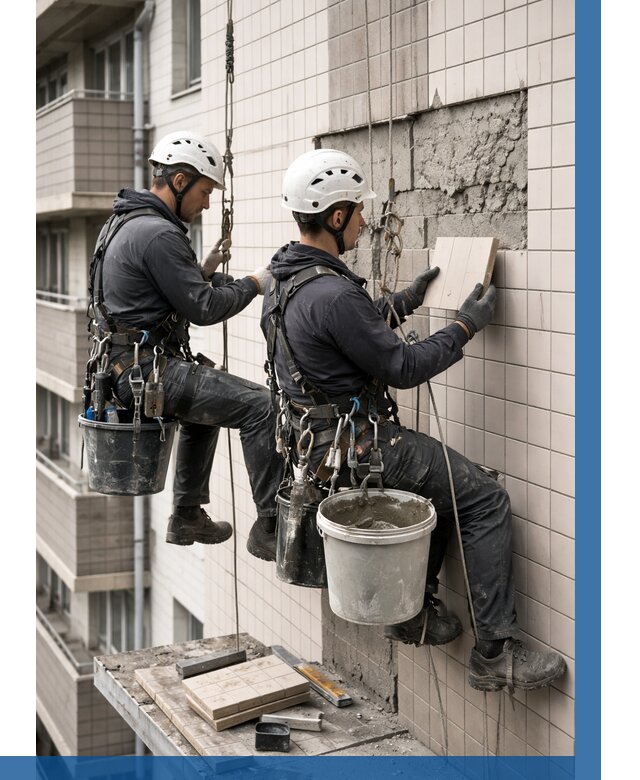 Ремонт облицовки фасада плиткой в Наро-Фоминске от 1844 р. | ВЫСОТНИК-Нр-