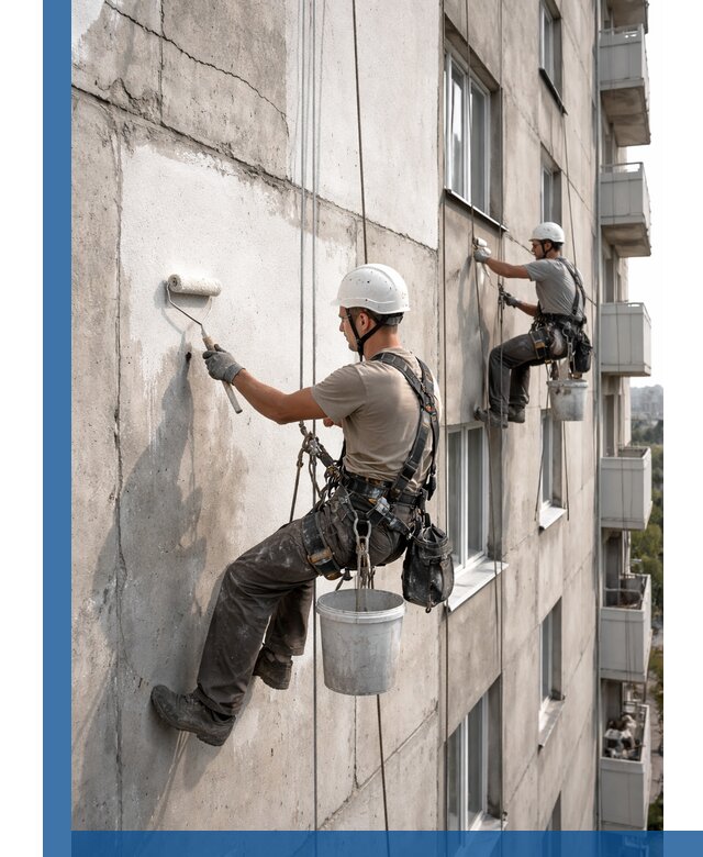 Покраска бетонного фасада в Наро-Фоминске для жилых и промышленных объектов