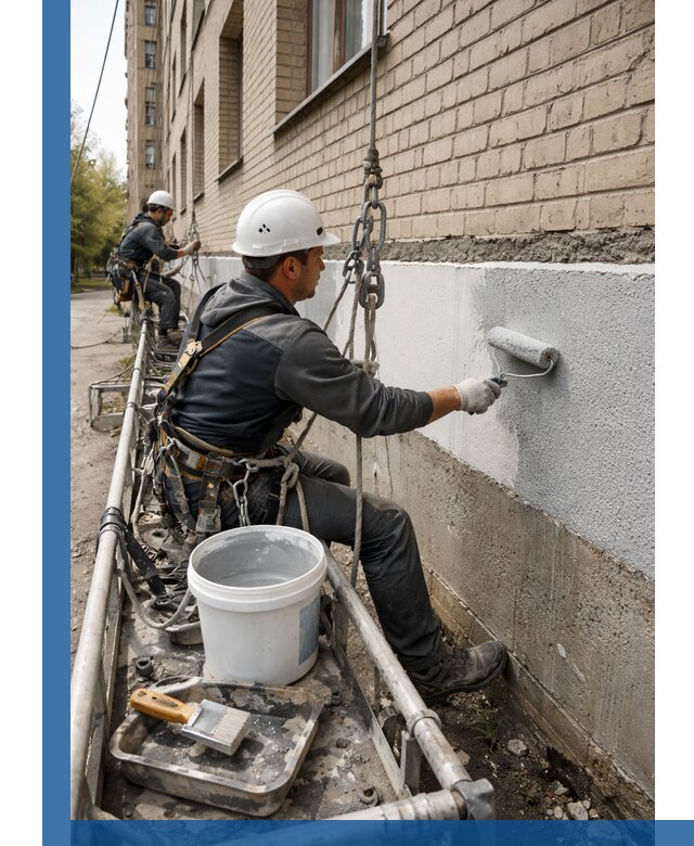 Окраска цоколя здания в Наро-Фоминске профессионально и надежно