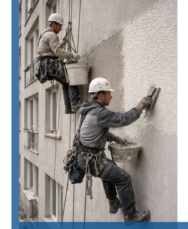 Нанесение декоративной штукатурки короед на фасад в Наро-Фоминске