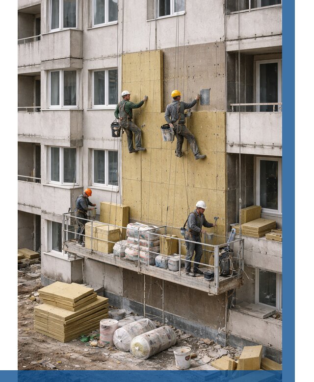 Утепление фасада минватой в Наро-Фоминске от 1537 р. | ВЫСОТНИК-Нр-