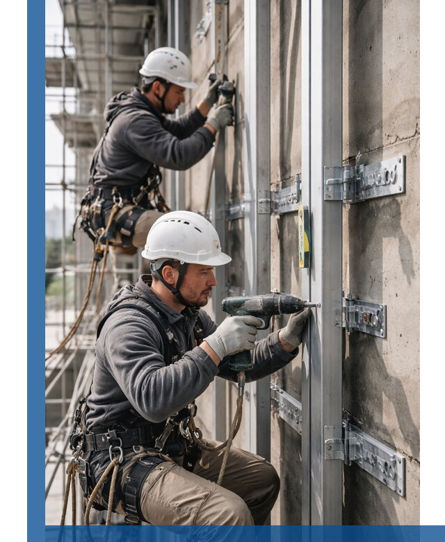 Монтаж и крепление подсистемы вентфасада в Наро-Фоминске