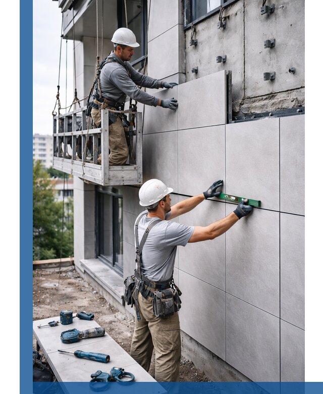 Монтаж керамогранита на фасад в Наро-Фоминске под ключ с гарантией качества