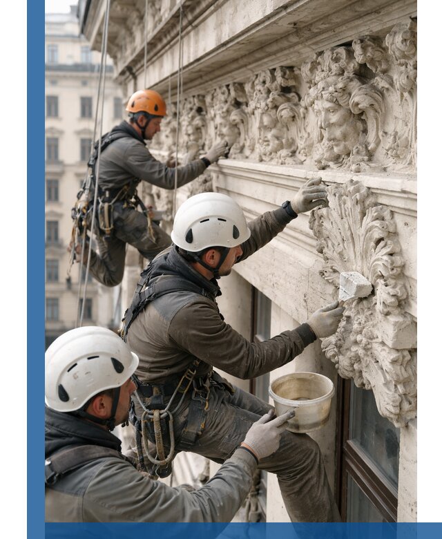 Реставрация фасадной лепнины с высотными работами в Наро-Фоминске