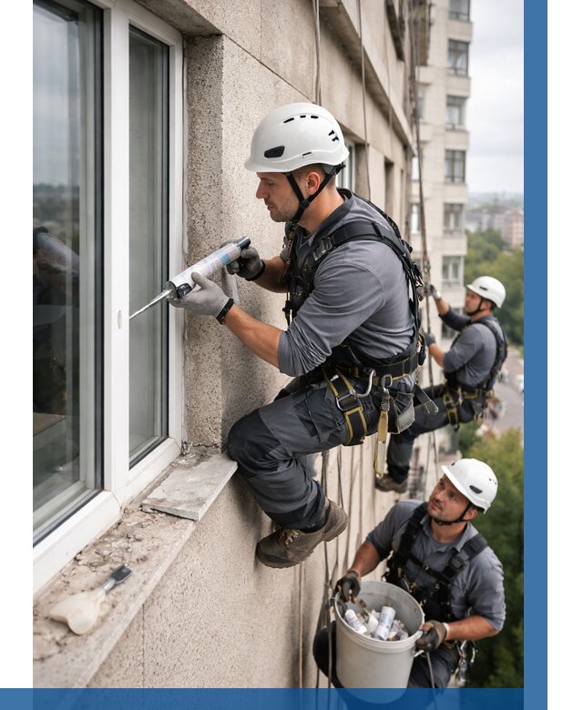 Герметизация оконных швов снаружи в Наро-Фоминске от 1537 р. | ВЫСОТНИК-Нр-