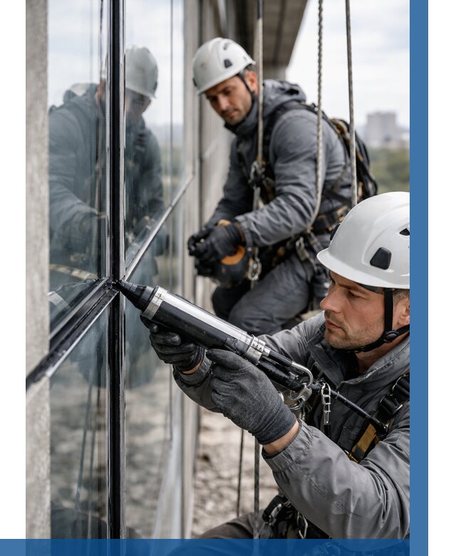 Герметизация витражных швов в Наро-Фоминске от 666 р. | ВЫСОТНИК-Нр-