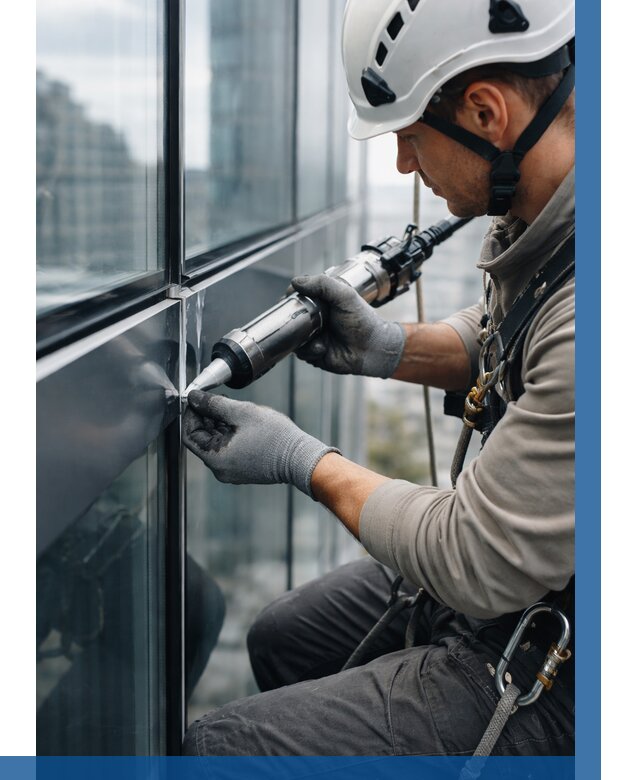 Герметизация стыков витража в Наро-Фоминске от 1229 р. | ВЫСОТНИК-Нр-