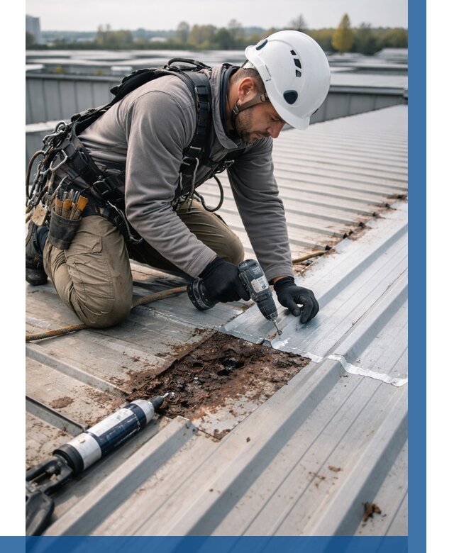 Ремонт профнастила на кровле в Наро-Фоминске от 717 р. | ВЫСОТНИК-Нр-