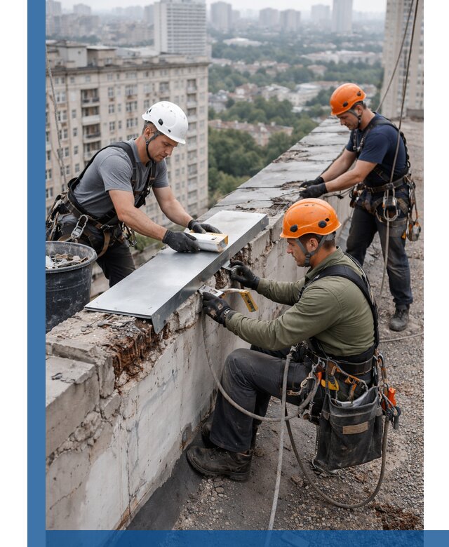 Ремонт парапета на кровле в Наро-Фоминске, высотные работы с гарантией