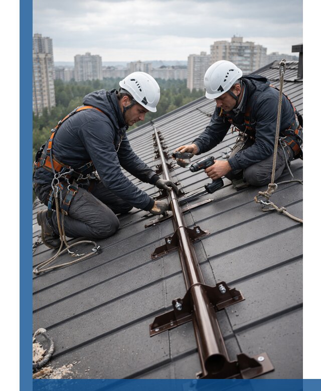 Монтаж снегозадержателей на кровле зданий в Наро-Фоминске под ключ