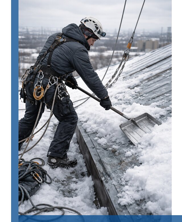 Профессиональная очистка кровли от снега и наледи в Наро-Фоминске