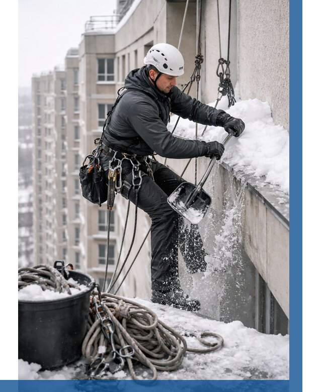 Очистка карнизов от снега в Наро-Фоминске от 307 р. | ВЫСОТНИК-Нр-