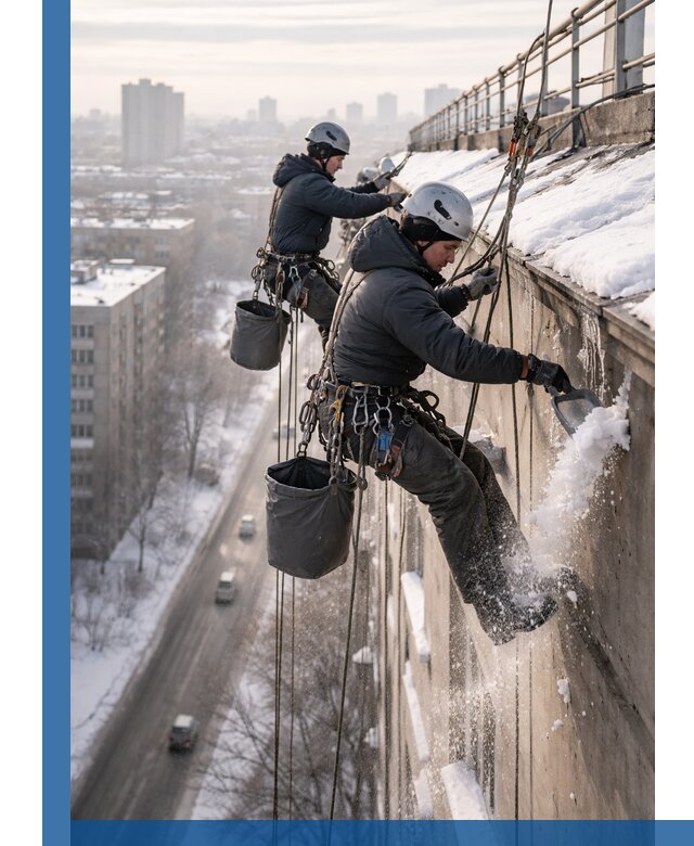 Очистка карнизов от снега в Наро-Фоминске профессионально и безопасно