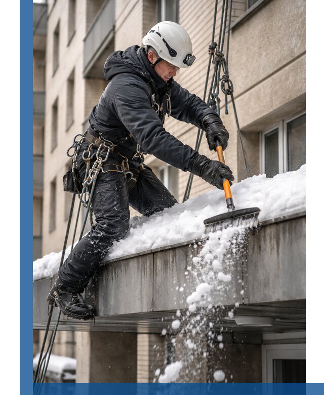 Очистка козырьков от снега в Наро-Фоминске круглогодично безопасно