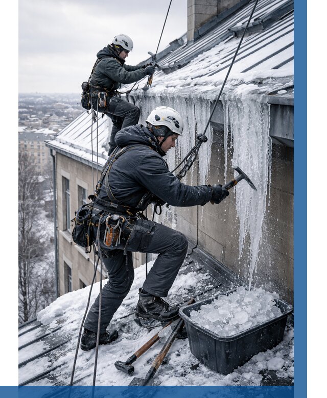 Удаление наледи с кровли в Наро-Фоминске от 5635 р. | ВЫСОТНИК-Нр-