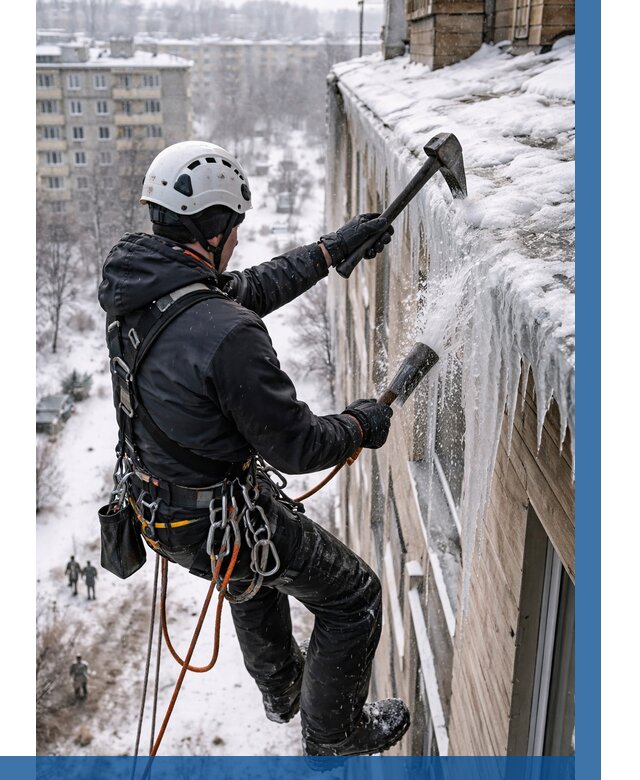 Сбивание сосулек с крыши в Наро-Фоминске по цене от 4610 р. | ВЫСОТНИК-Нр-