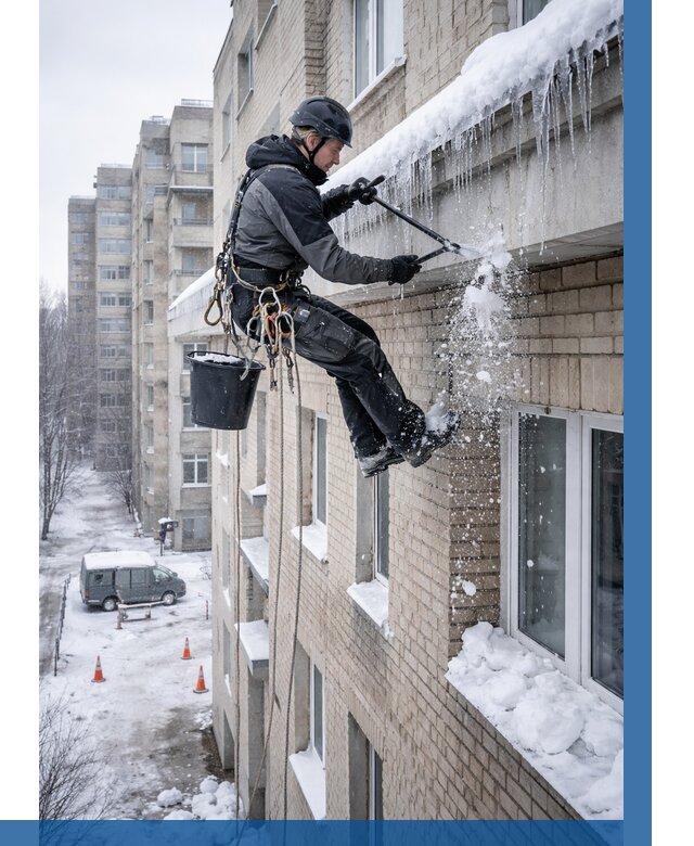 Удаление наледи с карнизов в Наро-Фоминске от 359 р. | ВЫСОТНИК-Нр-