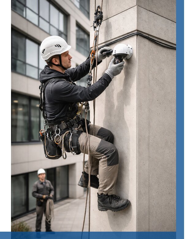 Монтаж камер видеонаблюдения на фасаде в Наро-Фоминске от 8708 р.-ВЫСОТНИК-Нр-