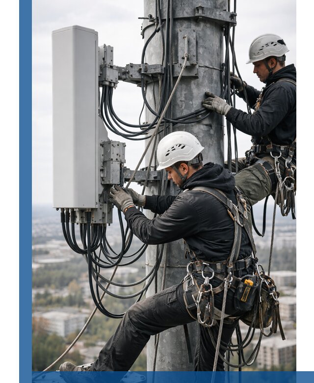 Монтаж оборудования связи на мачте в Наро-Фоминске с пусконаладкой