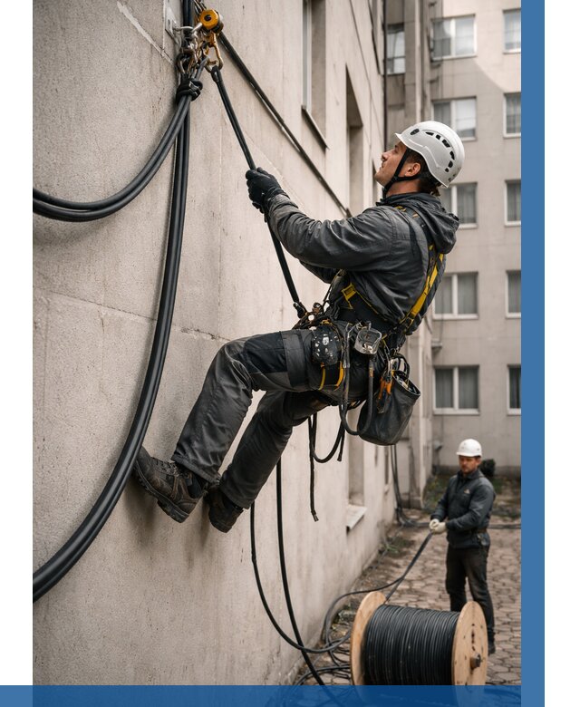 Протяжка кабеля питания на высоте в Наро-Фоминске от 461 р. | ВЫСОТНИК-Нр-