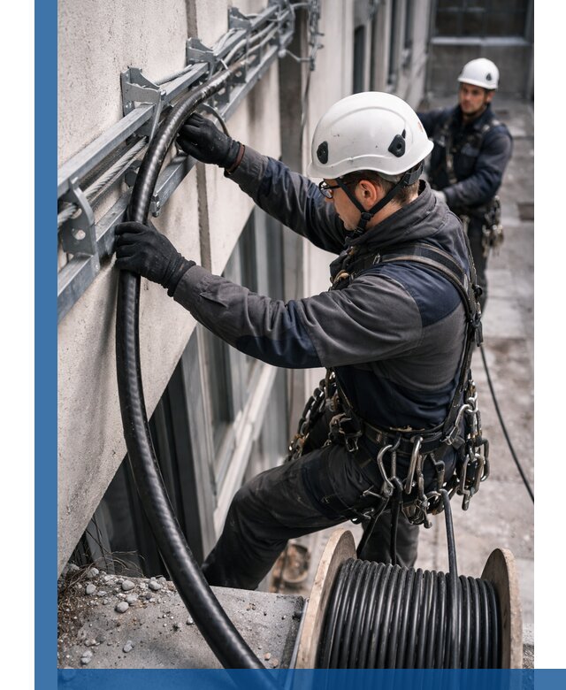 Протяжка кабеля питания на высоте в Наро-Фоминске с гарантией безопасности и качества