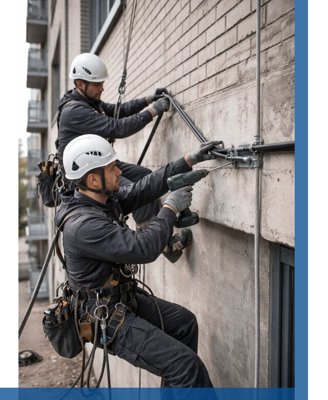 Крепление кабеля на фасаде в Наро-Фоминске от 359 р. | ВЫСОТНИК-Нр-