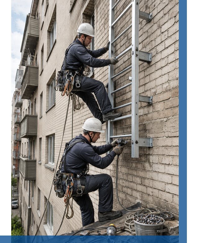 Монтаж пожарной лестницы в Наро-Фоминске от 25613 р заказать у ВЫСОТНИК-Нр-