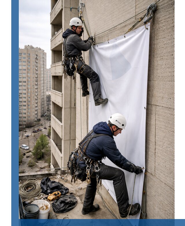 Профессиональный монтаж баннеров на фасаде в Наро-Фоминске