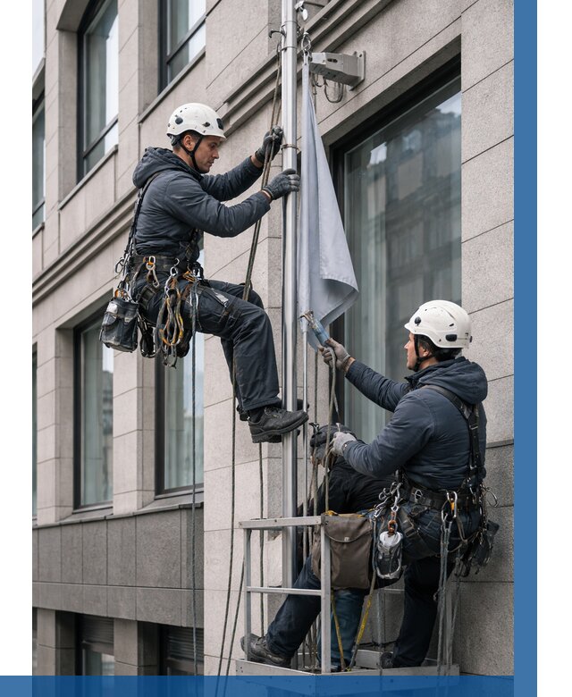 Установка флагов на фасаде в Наро-Фоминске от 4610 р. | ВЫСОТНИК-Нр-