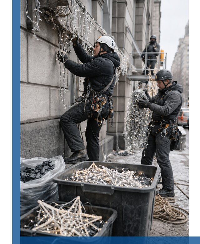 Демонтаж новогоднего оформления и гирлянд в Наро-Фоминске