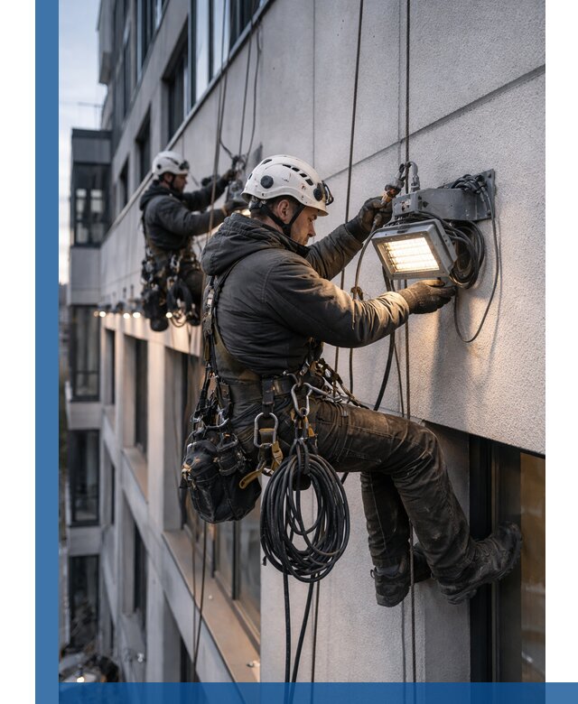 Монтаж фасадного освещения в Наро-Фоминске установка и подключение