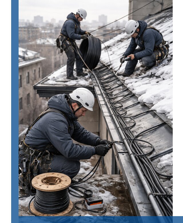 Монтаж греющего кабеля на кровле в Наро-Фоминске под ключ