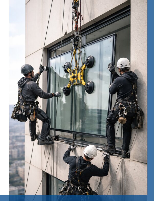 Монтаж стеклопакетов на высоте в Наро-Фоминске от 3278 р. | ВЫСОТНИК-Нр-