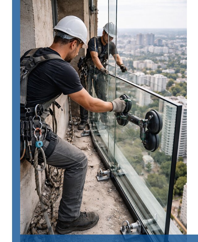 Монтаж стеклянных ограждений под ключ с гарантией в Наро-Фоминске