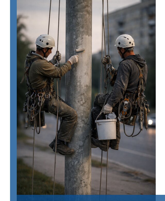 Покраска опор освещения и антикоррозийная защита в Наро-Фоминске