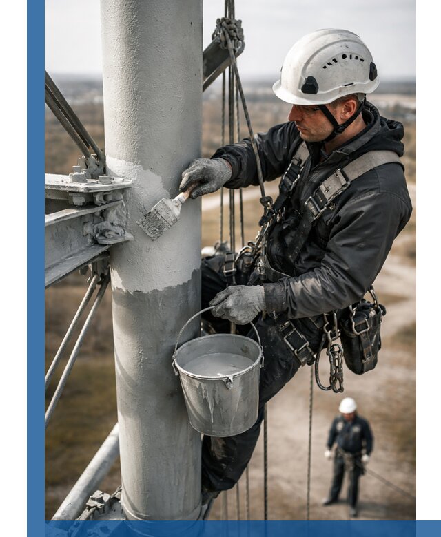 Покраска мачт связи в Наро-Фоминске промышленными альпинистами