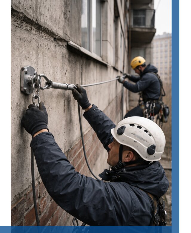 Монтаж анкерных линий в Наро-Фоминске от 3074 р. | ВЫСОТНИК-Нр-
