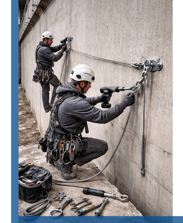 Монтаж анкерных линий высотной безопасности в Наро-Фоминске